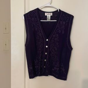 Purple Embroidered Tank Top